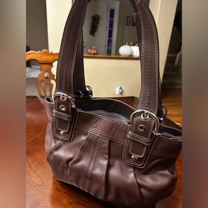 Coach large brown leather tote